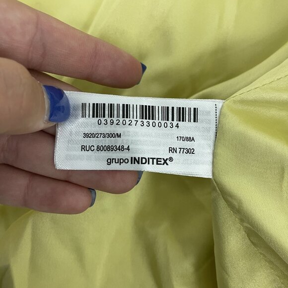 Zara Womens Blazer Jacket M Medium Yellow Textured Ruffled Cropped 3920/273 NWT - Picture 9 of 16